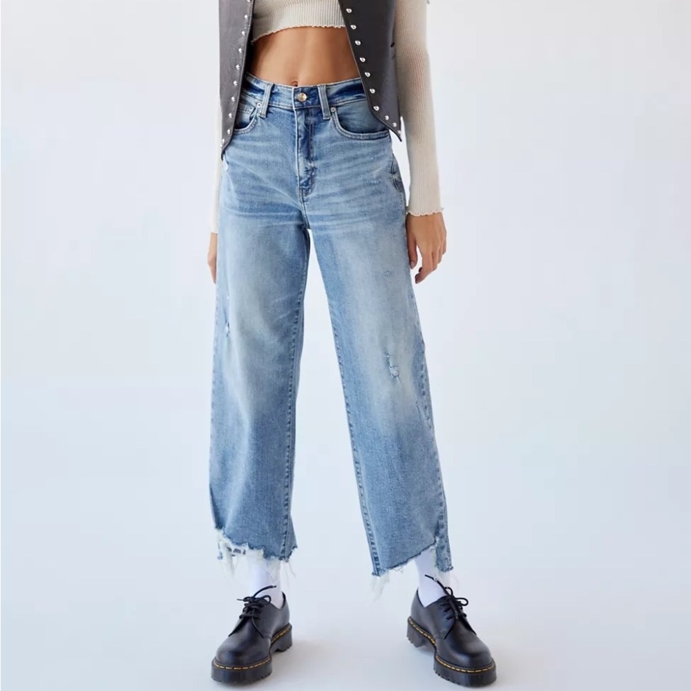 NWT DAZE DENIM PLEASER HIGH RISE WIDE ANKLE IN WHIPPED WOMENS 27